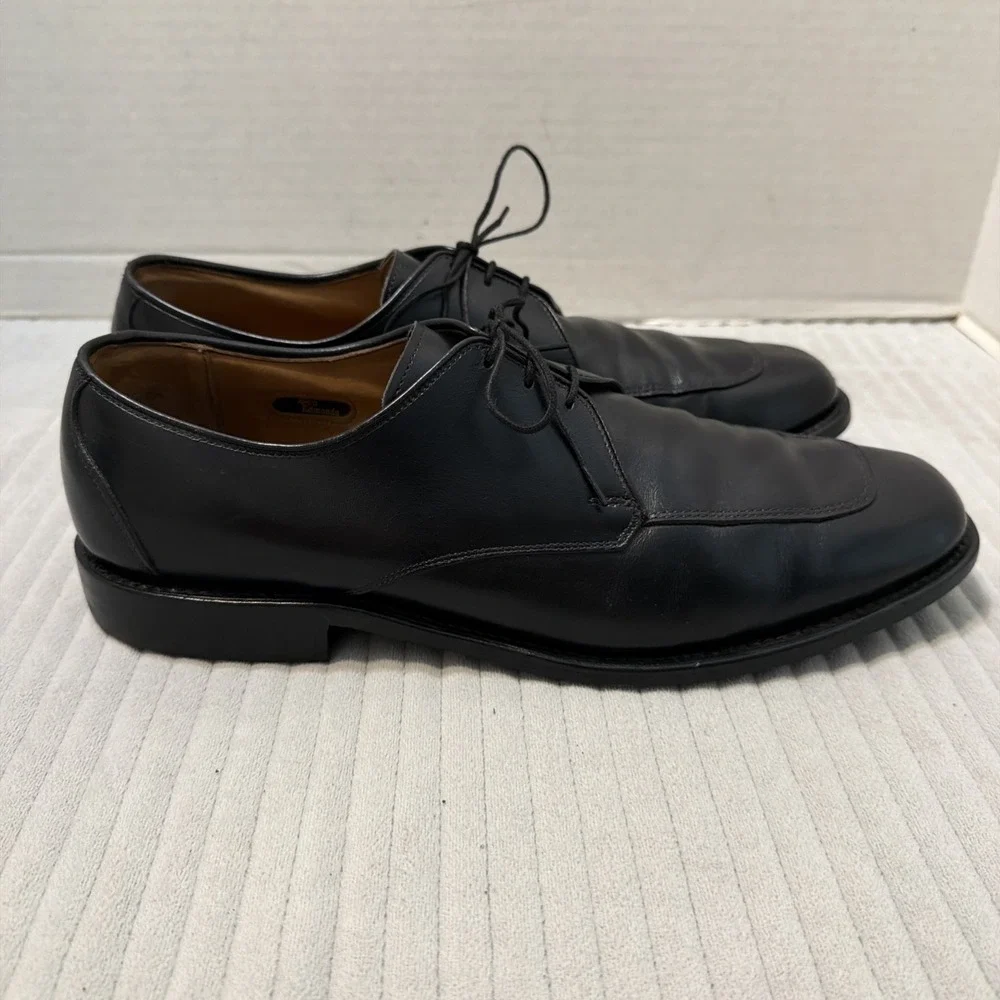 Allen Edmonds Burton Mens 11 B Black Leather Moc Toe Oxford Derby Dress Shoes